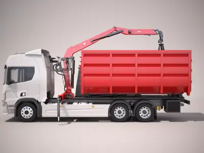Generic Waste Handling Crane Truck 3D model