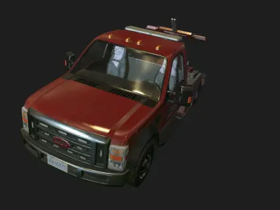 Red Tow Truck Low-poly 3D model