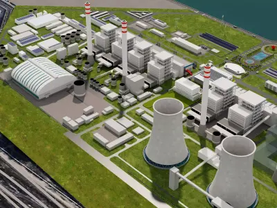 Thermal power plant - nuclear power plant - chemical plant 3D model get