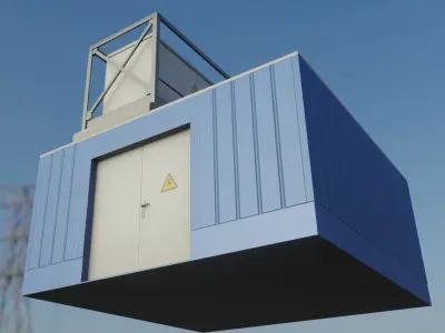 Power Storage Container with Control Module 1 Blue Low-poly 3D model