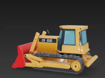 Low Poly Bulldozer 3D Model Stylized Construction Vehicle Low-poly 3D model