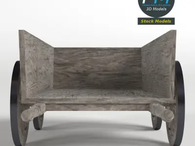 Wooden wagon 3D model purchase