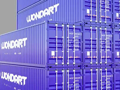 40 feet long cargo container box Low-poly 3D model