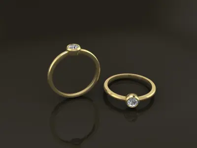 Bezel Single Diamond Ring 4mm Mix Size 3D print model