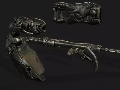Alien Weapon Pack  Blaster  Spear Shoulder Cannon and Knife Low-poly 3D model