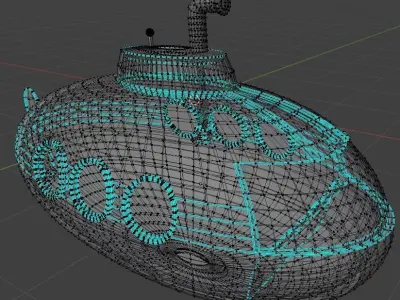 Small toon sub Low-poly 3D model