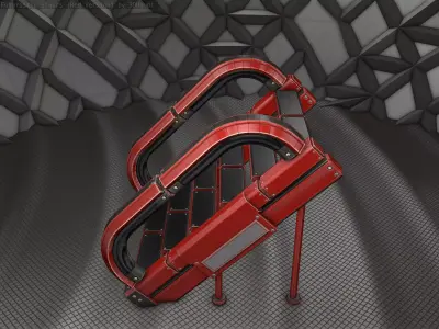 Sci-Fi Stairs - 12 - Red Version  Low-poly 3D model