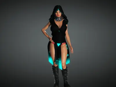 Cyberpunk Girl Character- Realistic Character 3D model