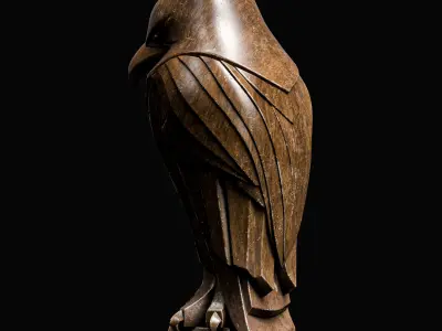 Eagle Bird Statue Sculpture Stylized Art Low-poly 3D model