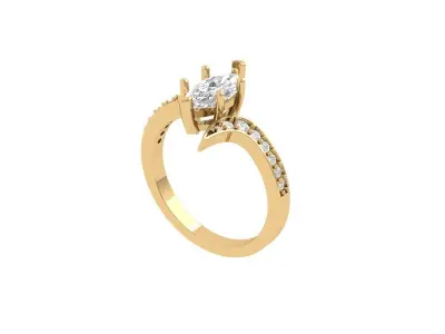 Marquise Solitaire Ring 3D print model 8