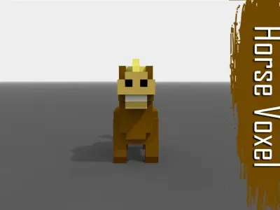 Voxel Horse  Low-poly 3D model
