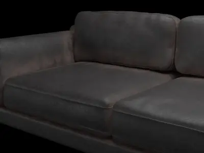 Black Leather Sofa 3D model