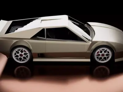 Cyber styled 70s concept supercar Low-poly 3D model