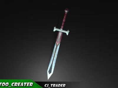 Modern Sword Fantasy Lowpoly 3D Model Low-poly 3D model