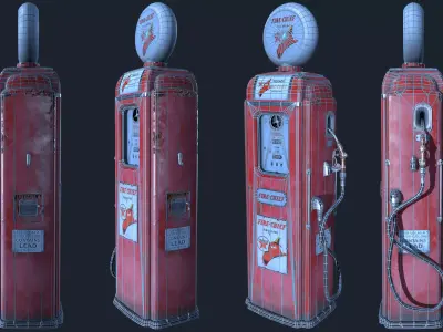 Vintage Gas Pump Low-poly 3D model Low-poly 3D model