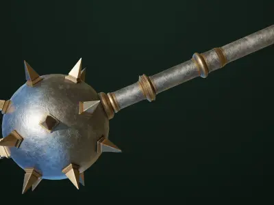 Old Medieval Mace 01 All PBR Unity UE Textures Low-poly 3D model