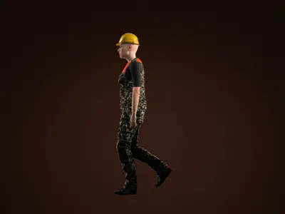 High Quality Female Army Worker Low-poly 3D model
