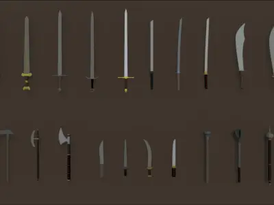 Low Poly Medieval Weapons And Tools Pack Low-poly 3D model