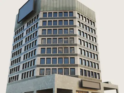 Building Skyscraper City Town Downtown Office Space Work Street Low-poly 3D model order