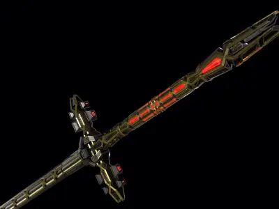 Fantazy Long Sword Melee Weapon Low-poly 3D model