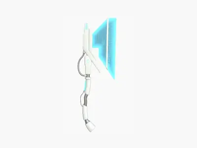 SciFi War Axe A02 White Blue - Sci Fi Weapon Design Low-poly 3D model