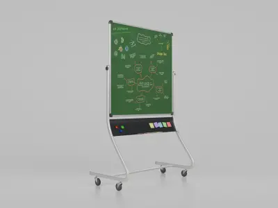 Customizable Double-Sided Metal Greenboard Square Writing Board Low-poly 3D model