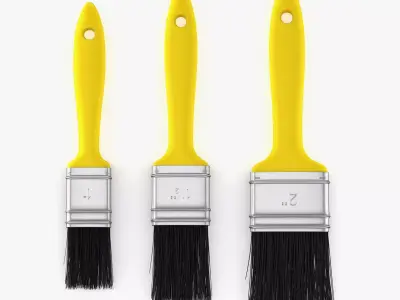 3 Brushes Set paint brush 3D model