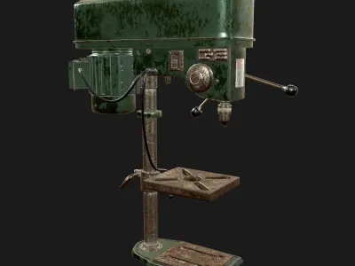 Drill Press Low-poly 3D model