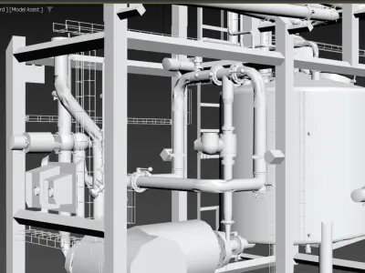 Pasteuriser - Industrial machine - with tank - pipes and pumps  3D model