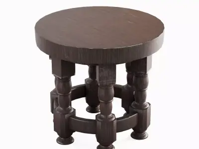 Wooden Round Table 01 3D model