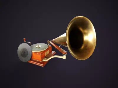 Vintage Gramophone 1890 Low-poly 3D model