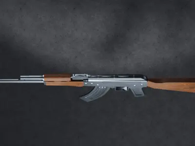 Low-Poly AK-47 Assault Rifle 3D Model for Games Low-poly 3D model