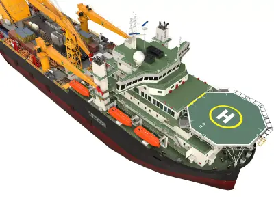 Offshore Installation Vessel Low-poly 3D model