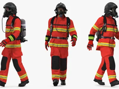  Firefighter Rescuer Rigged for Maya 