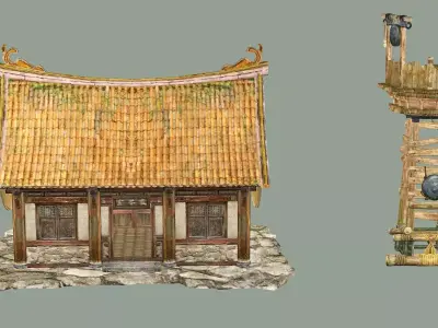 Japan Asian Medieval Hut C House 3D Model Low-poly 3D model