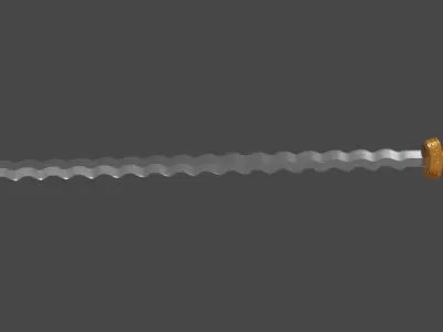 Flamberge sword with Langsax handle Low-poly 3D model