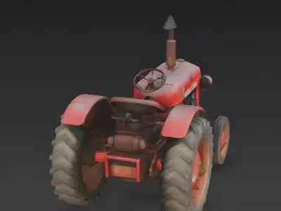 Vintage Rusty Farm Tractor 3D Model Low-poly 3D model