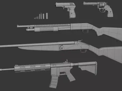 Low Poly Gun Pack Low-poly 3D model