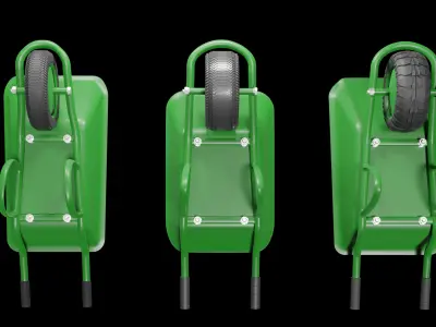 wheelbarrow four wheelbarrows 3D model