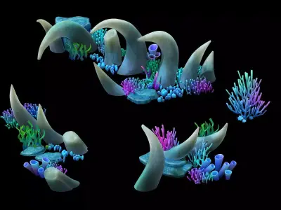 coral cartoon 3D model