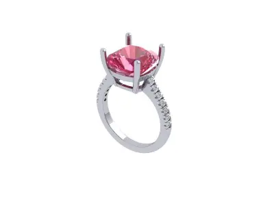 Cushion Solitaire Ring 3D print model