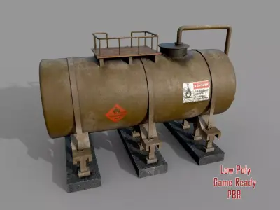 Industrial Green Tank Low-poly 3D model