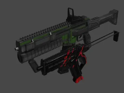 TWO LOWPOLY 3D FUTURISTIC WEAPON MODELS Low-poly 3D model