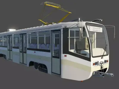 KTM-19 Tram Low-poly 3D model
