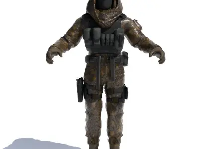 Navy Diver Low-poly 3D model