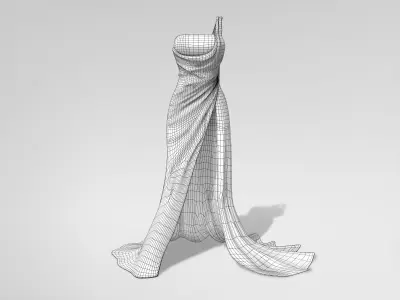 One Shoulder Prom Dress Low-poly 3D model