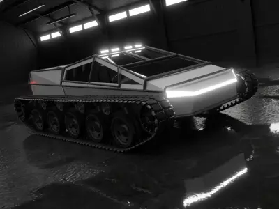 Cyber Tank - Futuristic Tracked All-Terrain Vehicle Rigged Low-poly 3D model