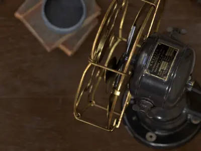 Vintage Desk Fan PBR Game-Ready Low-poly 3D model
