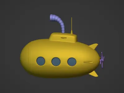 Cartoon Submarine Low-poly 3D model