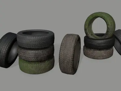 Tire 2 tyres pack Low-poly 3D model